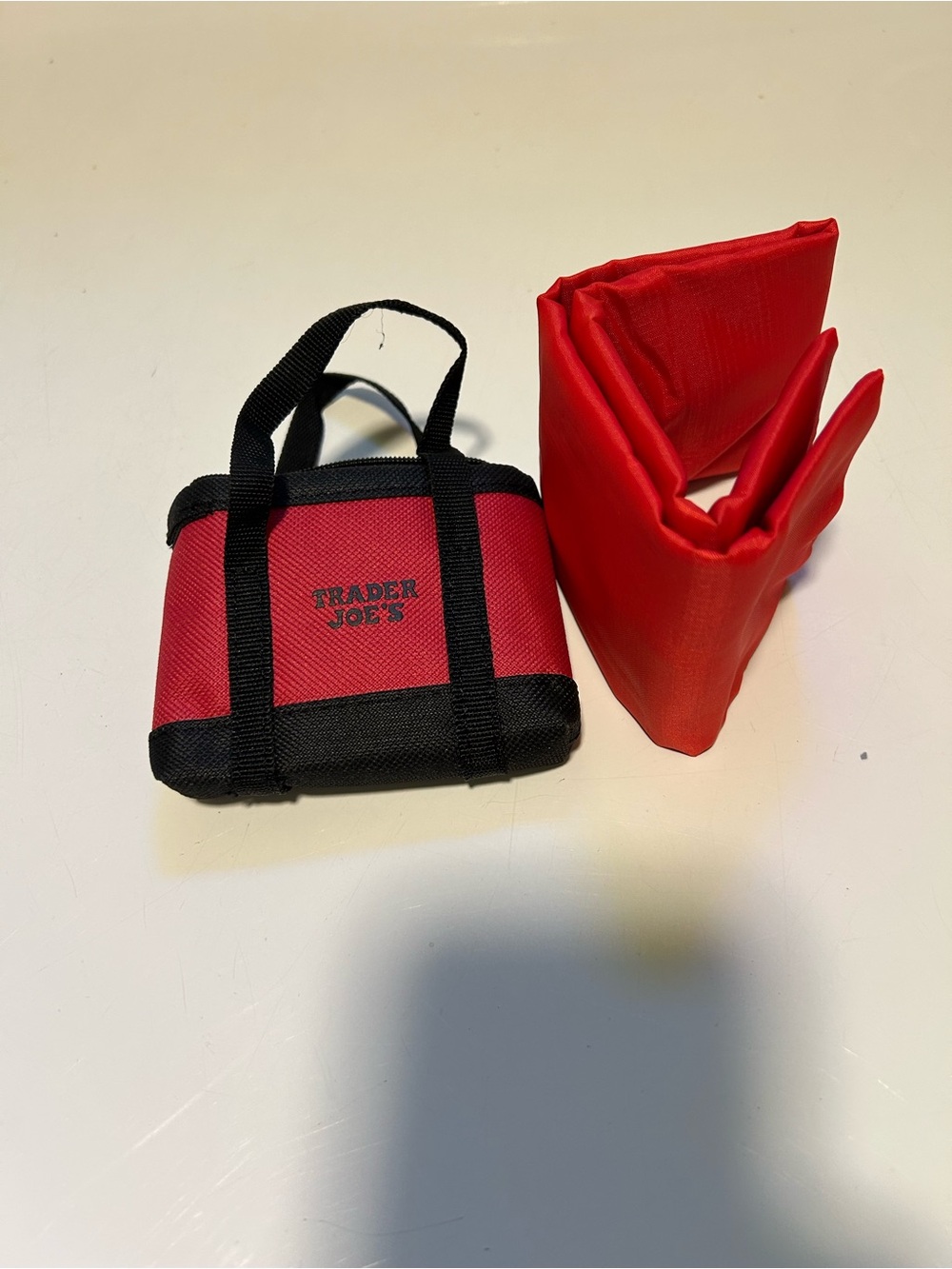 Trader Joe's Red Mini Tote Bag With Large Tote Bag Inside - Picture 2 of 7